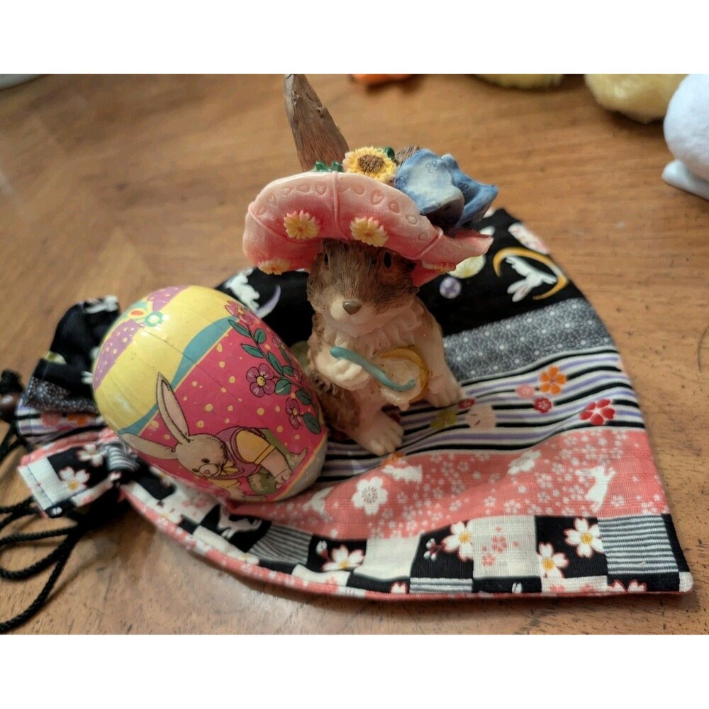 Spring Bunny Decor Bundle: Handcrafted Style Resin Rabbit, Traditional Paper...